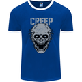 Creep Human Skull Gothic Rock Music Metal Mens Ringer T-Shirt FotL Royal Blue/White