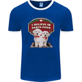 Christmas Maltese Funny Santa Paws Xmas Mens Ringer T-Shirt FotL Royal Blue/White