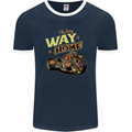 Long Way Home Motorcycle Chopper Biker Mens Ringer T-Shirt FotL Navy Blue/White