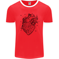 Heart Diagram Mens White Ringer T-Shirt Red/White