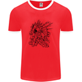 Inca Warrior Skull Gym Martial Arts MMA Axe Mens Ringer T-Shirt FotL Red/White