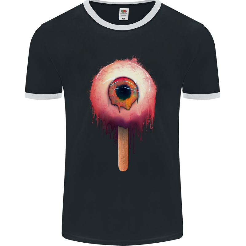 Eyesicle Horror Hangover Eye Gothic Demon Mens Ringer T-Shirt FotL Black/White