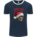 Jingle Hell Funny Christmas Skull Xmas Mens Ringer T-Shirt FotL Navy Blue/White