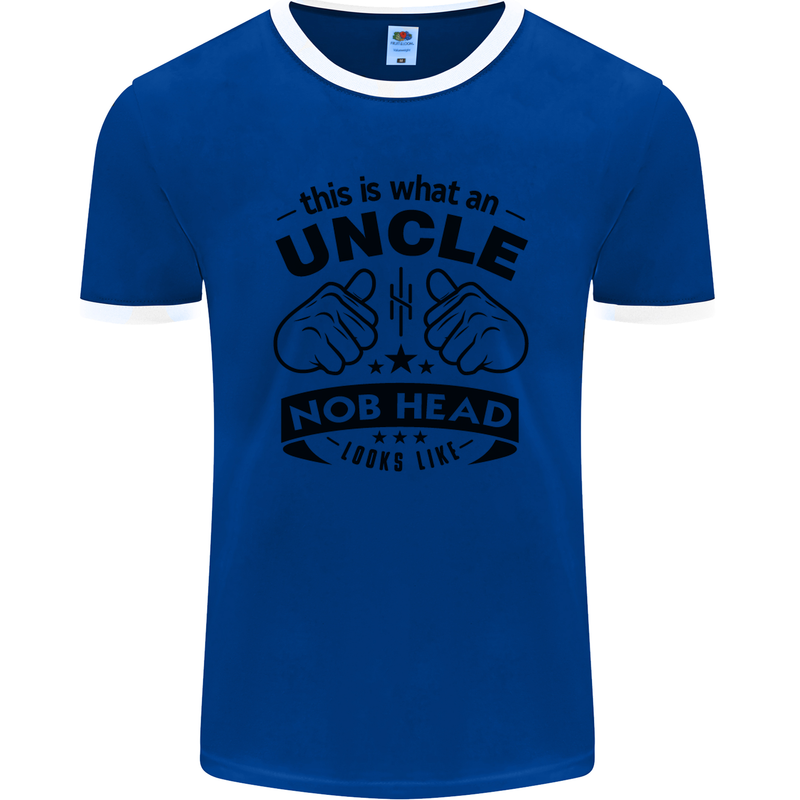 An Uncle Nob Head Looks Like Uncle's Day Mens Ringer T-Shirt FotL Royal Blue/White