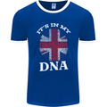 Britain Its in My DNA Funny Union Jack Flag Mens Ringer T-Shirt FotL Royal Blue/White