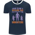 Dad With Two Daughters Funny Fathers Day Mens Ringer T-Shirt FotL Navy Blue/White