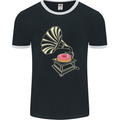 Gramophone Donut Music DJ Vinyl Funny Mens Ringer T-Shirt FotL Black/White