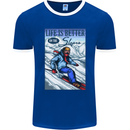 Skiing Life Better on the Slopes Ski Skiier Mens Ringer T-Shirt FotL Royal Blue/White