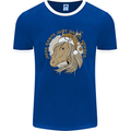 Funny Christmas Horse Equestrian Santa Mens Ringer T-Shirt FotL Royal Blue/White