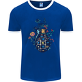 Peace Grenade Anti-War Pacifist World Hippy Mens Ringer T-Shirt FotL Royal Blue/White