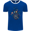Peace Grenade Anti-War Pacifist World Hippy Mens Ringer T-Shirt FotL Royal Blue/White