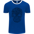 Bicycle Skull Cyclist Funny Cycling  Bike Mens Ringer T-Shirt FotL Royal Blue/White