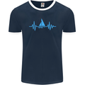 Pulse Sailing Sailor Boat Funny Captain ECG Mens Ringer T-Shirt FotL Navy Blue/White