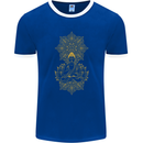 Mandala Buddha Art Mens Ringer T-Shirt FotL Royal Blue/White
