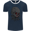 Crying Blood Skull Mens Ringer T-Shirt FotL Navy Blue/White