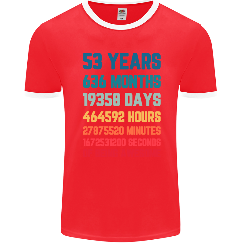 53rd Birthday 53 Year Old Mens Ringer T-Shirt FotL Red/White