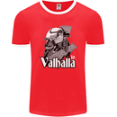 To Valhalla Viking Warrior Odin Mens Ringer T-Shirt FotL Red/White