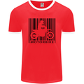 Motorbike Barcode Biker Motorcycle Mens Ringer T-Shirt FotL Red/White