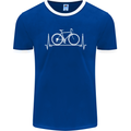 Cycling Heart Beat ECG Bike Bicycle Cyclist Mens Ringer T-Shirt FotL Royal Blue/White