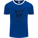 Baby Kangaroo Sketch Ecology Environment Mens Ringer T-Shirt FotL Royal Blue/White