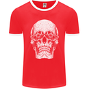 Old Man Skull With Glasses Gothic Biker Mens Ringer T-Shirt FotL Red/White