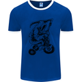 Grim Reaper Trike Bicycle Cycling Gothic Mens White Ringer T-Shirt Royal Blue/White