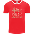 50th Birthday Queen Fifty Years Old 50 Mens Ringer T-Shirt FotL Red/White