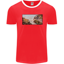 Funny Cat Creation Mens White Ringer T-Shirt Red/White