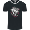 Snakes and Skull Biker Heavy Metal Gothic Mens Ringer T-Shirt FotL Black/White