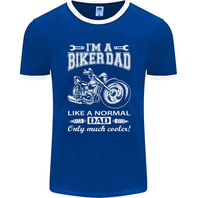 Biker A Normal Dad Father's Day Motorcycle Mens Ringer T-Shirt FotL Royal Blue/White
