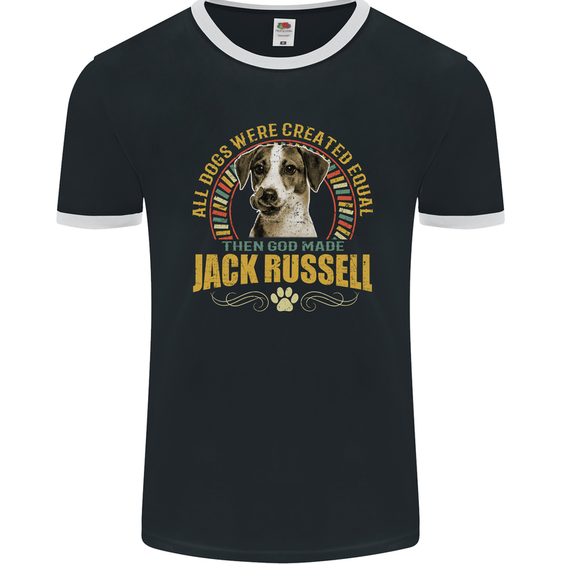 A Jack Russell Dog Mens Ringer T-Shirt FotL Black/White