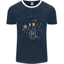 Peace Grenade Anti-War Pacifist World Hippy Mens Ringer T-Shirt FotL Navy Blue/White