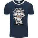 A Female Viking Shield Maiden Warrior Mens Ringer T-Shirt FotL Navy Blue/White