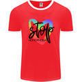 Stop Homophobia Gay Pride Day Awareness Mens White Ringer T-Shirt Red/White