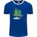 Funny T-Rex Christmas Tree Dinosaur Mens Ringer T-Shirt FotL Royal Blue/White