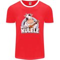 Mookulele Funny Cow Playing Ukulele Guitar Mens Ringer T-Shirt FotL Red/White