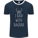 I Raid With Ragnar The Vikings Valhalla Mens Ringer T-Shirt FotL Navy Blue/White