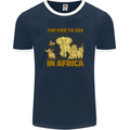 The Five to See in Africa Safari Animals Mens Ringer T-Shirt FotL Navy Blue/White