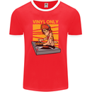 DJ Decks Vinyl Only Funny DJing Turntable Mens Ringer T-Shirt FotL Red/White