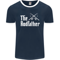 The Rodfather Funny Fishing Fisherman Mens Ringer T-Shirt FotL Navy Blue/White