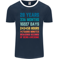 28th Birthday 28 Year Old Mens Ringer T-Shirt FotL Navy Blue/White