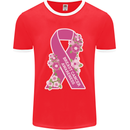 Breast Cancer Awareness Bow Mens Ringer T-Shirt FotL Red/White