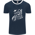 Space Biker Astronaut on a Motorcycle Space Mens Ringer T-Shirt FotL Navy Blue/White