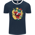 A Christmas Frog Dressed as Santa Claus Mens Ringer T-Shirt FotL Navy Blue/White