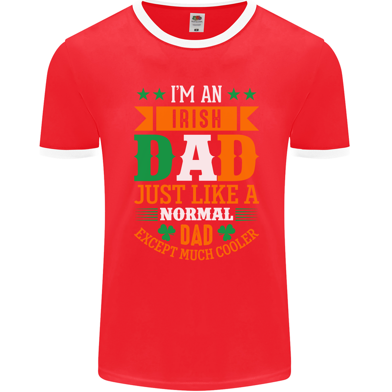 Irish Dad Funny St. Patrick's Day Father's Mens Ringer T-Shirt FotL Red/White