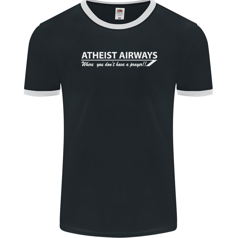 Atheist Airways Funny Atheism Mens Ringer T-Shirt FotL Black/White