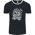 Inca Warrior Skull Gym Martial Arts MMA Axe Mens Ringer T-Shirt FotL Black/White