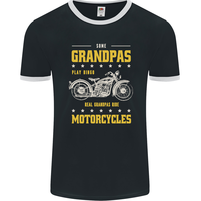 Some Grandpas Funny Biker Motorcycle Bike Mens Ringer T-Shirt FotL Black/White