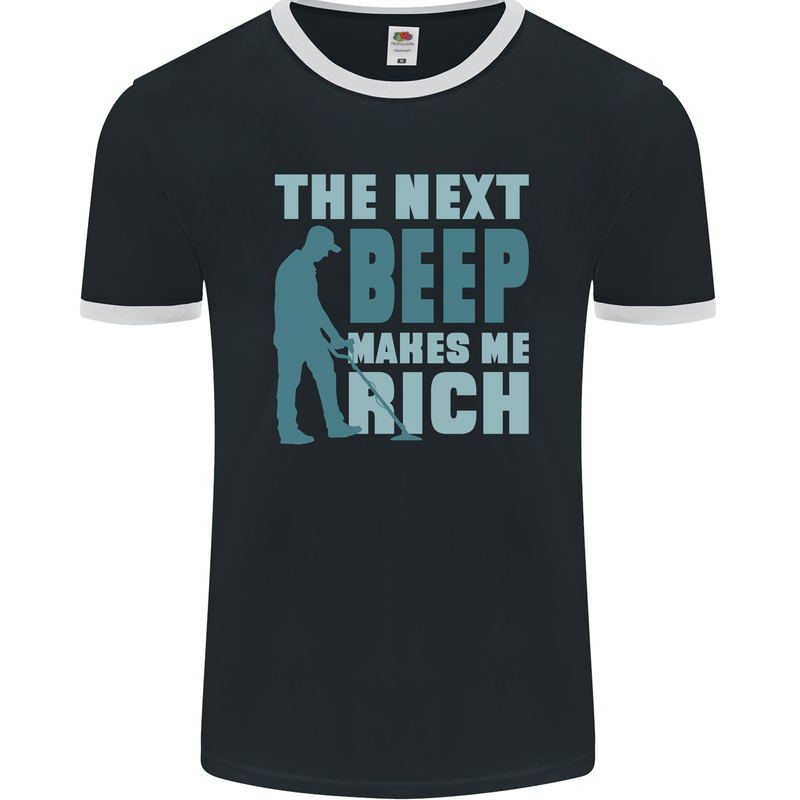 Metal Detecting The Next Beep Funny Mens Ringer T-Shirt FotL Black/White