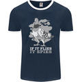 If it Flies it Spies Conspiracy Pigeon Mens Ringer T-Shirt FotL Navy Blue/White